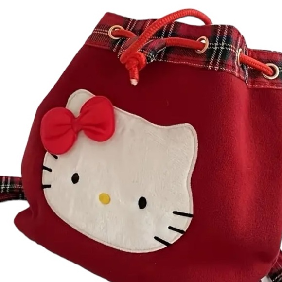 🆕 Hello Kitty Vintage Red Backpack, Lightweight Casual Drawstring Design Bag - Picture 2 of 10
